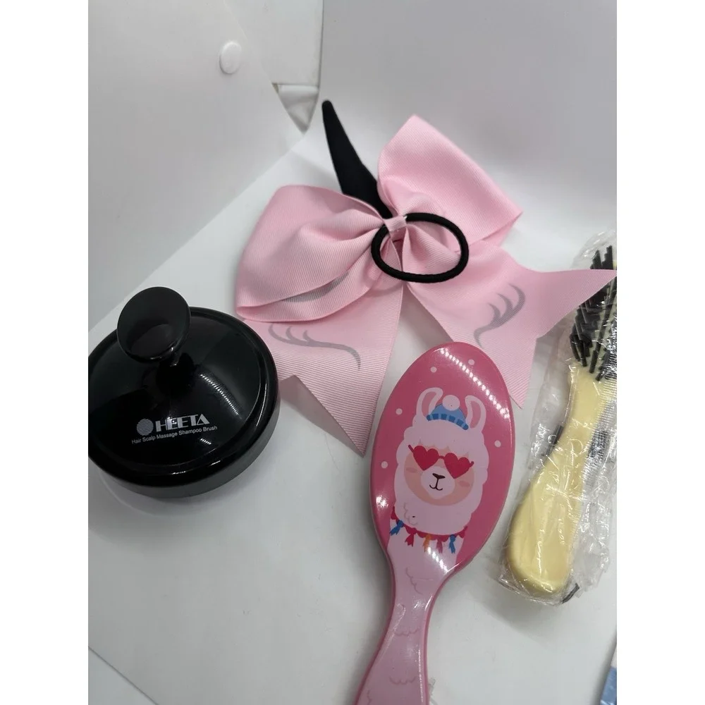 Girls Hair Brush Set Unicorn‎ Bow Scalp Massager Styling Combs Detangler Lot